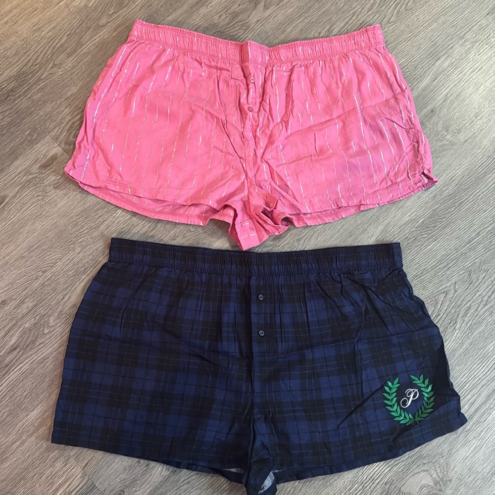 2 pairs of vs pink pajama shorts